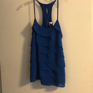 Blue ruffled tank top